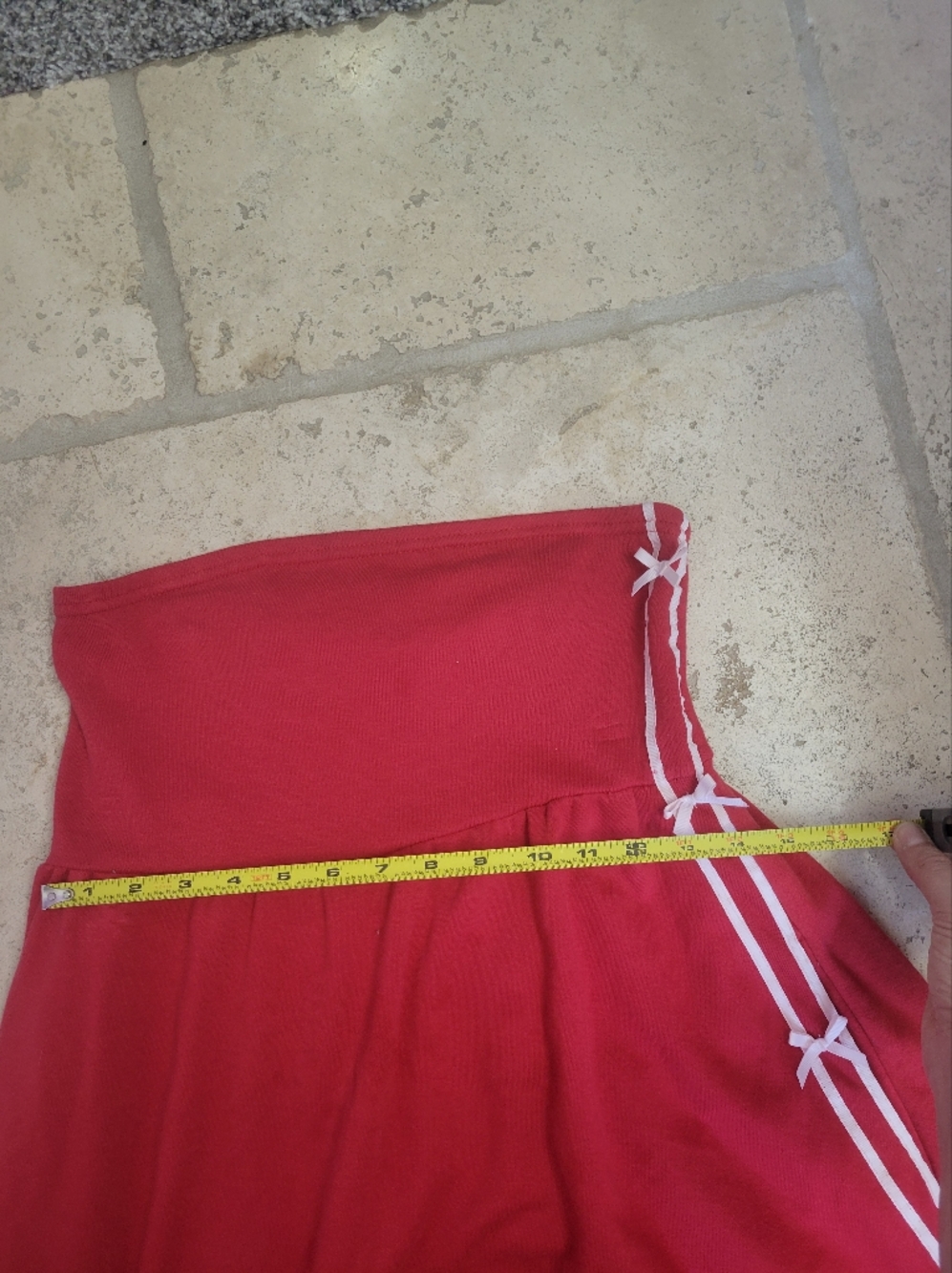 Women's Red A-Line Skirt with Side Braid Detail - Picture 5 of 16
